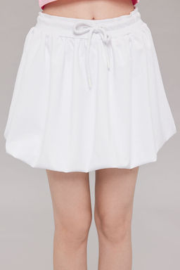 Beyaz Beli Bagc?kl? Balon Esnek Mini Etek TWOSS25ET00066