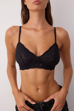 Siyah Tekli Dantel Duz Kaps?z T-Shirt Bra Sutyen THMAW26SU00000 - Trendyolmilla фото 3