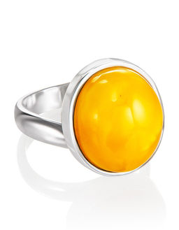 Небольшое овальное кольцо Глянец с медовым янтарём