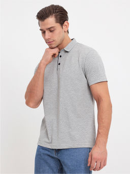 Джемпер мужской с воротником поло короткий рукав GREG G144-PP124-UT01 (серый.принт)  фото 5