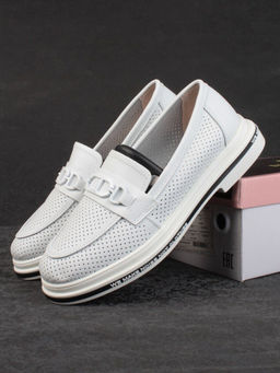 03-PDD170-1 WHITE Лоферы женские (натуральная кожа) - Фабричный китай фото 17