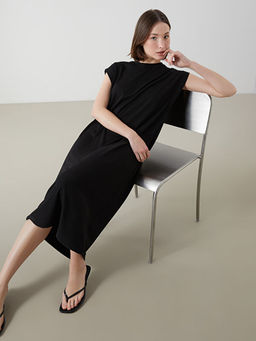 Bisiklet Yaka Penye Elbise