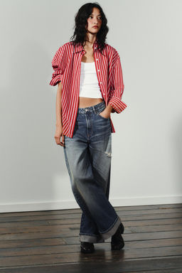 OVERSIZE STRIPED POPLIN SHIRT
