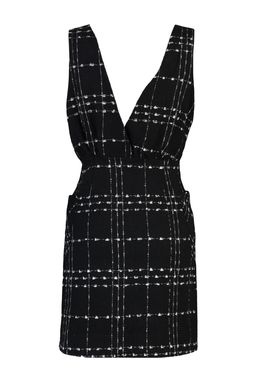 TRENDYOLMILLA Ekru Ekose / Kareli V Yaka Mini Dokuma Jile Elbise TWOAW21EL0319 фото 8