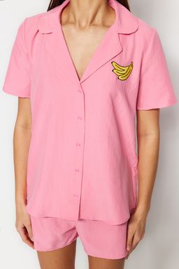 Trendyolmilla Ind?go Nak?sl? Sortlu Dokuma Pijama Tak?m? THMSS23PT00079  фото 6