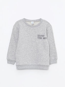 Bisiklet Yaka Uzun Kollu Bask?l? Erkek Bebek Sweatshirt