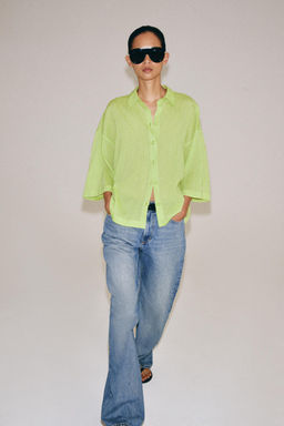 CAMISA MANGA CORTA ZW COLLECTION / Verde - Zara фото 3