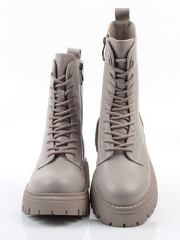 04-PAM439-2Z GRAY/BEIGE Ботинки зимние женские (натуральная кожа, 100% шерсть)