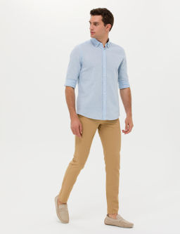 Брюки из льняной ткани приталенного кроя цвета Camel - Cacharel фото 3