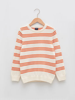 Bisiklet Yaka ?izgili Uzun Kollu Erkek ?ocuk ?nce Triko Kazak