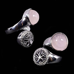 Кольцо из камня Розовый кварц с Деревом Жизни привлекает любовь и исполнение желаний