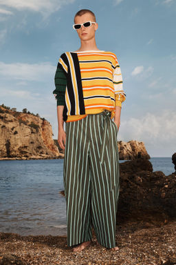 LIMITED EDITION STRIPED WIDE-LEG TROUSERS