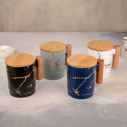 Кружка керамическая с деревянной крышкой «Мираж», 350 мл, цвет МИКС