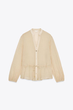SEMI-SHEER CREASED-EFFECT SHIRT - Zara фото 5