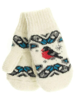 Варежки детские круговые "Снегирь и орнамент" 0308-2
