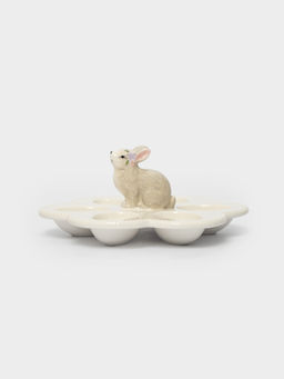 Блюдо пасхальное, 22х9 см, 6 отд, молочно-серое, Кролик с цветами, Brown Rabbit - Anna lafarg фото 4