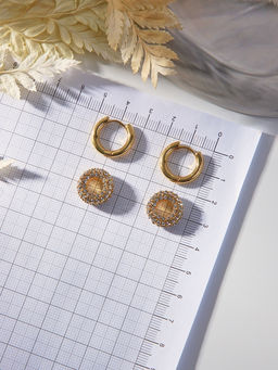 Серьги со съёмным элементом Трансформер круги, цвет золото с серебром