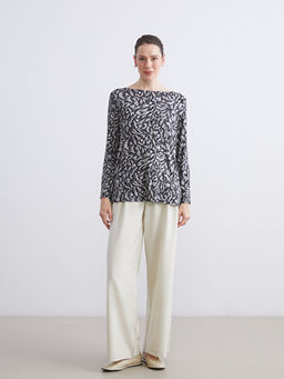 Bisiklet Yaka Desenli Bluz