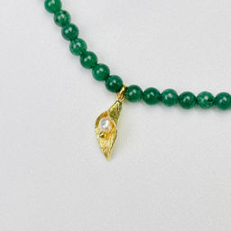 Колье из зеленого кварца и Жемчуга 38 см +