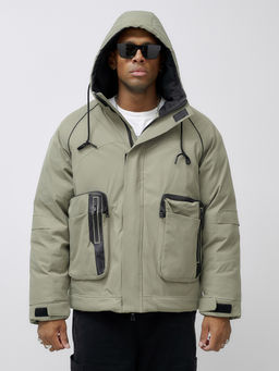 Куртка молодежная мужская зимняя с капюшоном серого цвета 25313_1Sr