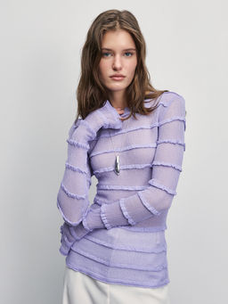 Трикотажный лонгслив с воланами из вискозы / Zarina