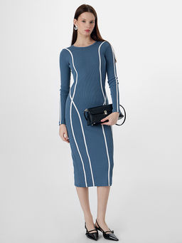 Платье женское синее с декоративными лампасами - Mark formelle фото 6