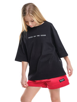 Футболка черная подростковая оверсайз PW22-7452 черный