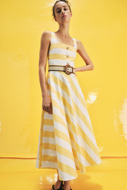 VESTIDO MIDI RAYAS CINTUR?N / Estampado - Zara фото 2