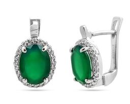 Серьги из серебра зеленый агат, Джайв