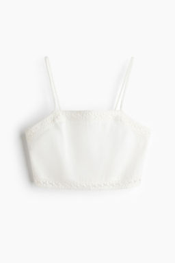 Top playero cropped en mezcla de lino