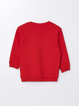 Bisiklet Yaka Bask?l? Erkek ?ocuk Sweatshirt