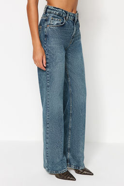 TRENDYOLMILLA Mavi Soluk Efekt Vintage Yuksek Bel Wide Leg Jeans TWOAW24JE00089  фото 17