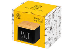 Емкость для хранения 1,5 л 14*11*11 см SALT с деревянной крышкой, черная - Elan gallery фото 12