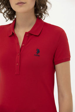 U. S. Polo Assn Женская красная базовая футболка с воротником-поло - U.s. polo assn фото 14
