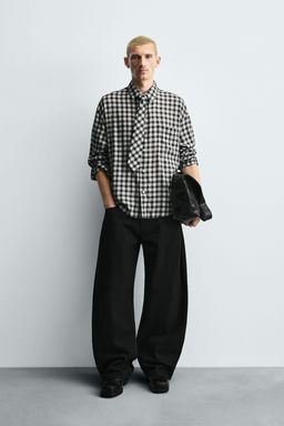 CHECK SHIRT WITH CONTRAST TIE