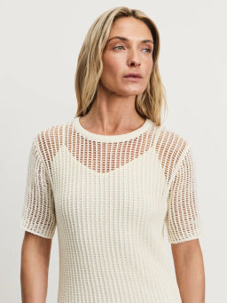 Полупрозрачное вязаное платье из хлопка с подкладкой / Zarina  фото 6