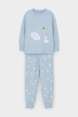 К 1567/голубое стекло,лебеди пижама дет