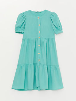 Bisiklet Yaka Basic K?sa Kollu K?z ?ocuk Elbise