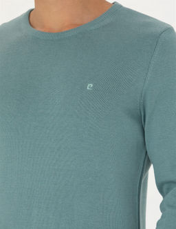 Koyu Mint Slim Fit Bisiklet Yaka Basic Triko Kazak - Pierre cardin фото 7