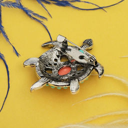 Брошь «Этника. Черепашка», разноцветная в серебре