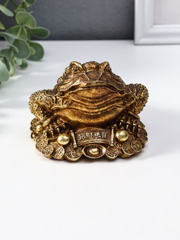 Нэцкэ полистоун "Денежная жаба с золотой монетой" 12х10,5х7,7 см