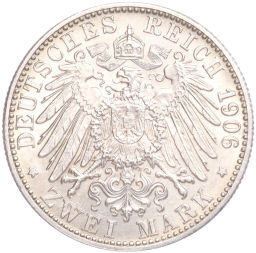 Монета 2 марки 1906 года Германия (Баден) 50 лет свадьбе Фридриха I и Луизы Прусской