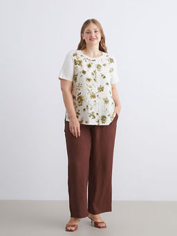 Bisiklet Yaka ?i?ekli Bluz