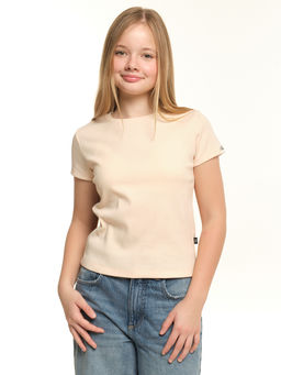 Футболка в рубчик 22-0210 персик