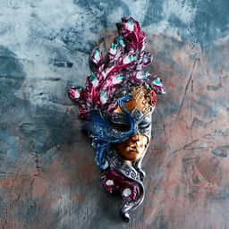 Венецианская маска «Павлин», панно, настенный декор, цветной, 35 см