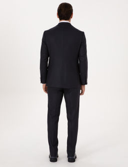 Koyu Lacivert Slim Fit Y_n Kar___ml_ Mikro Desenli Tak_m Elbise - Cacharel фото 5