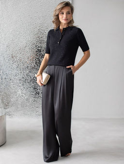 Джемпер поло с застежкой на пуговицы из хлопковой пряжи с пайетками - Vilatte фото 5