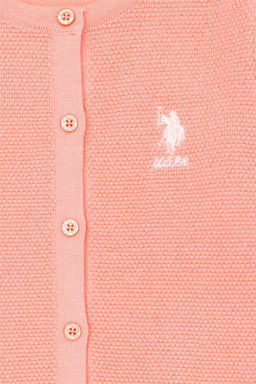 Трикотажный кардиган цвета лосося для девочки - U.s. polo assn фото 3