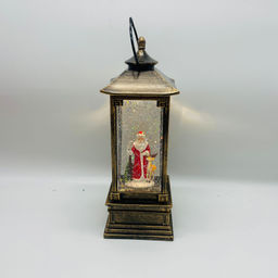 Новогодний декор Фонарь стекло - Дед мороз с оленем 30 см (арт. 8336RA) - Ип лебедев о.ю фото 2