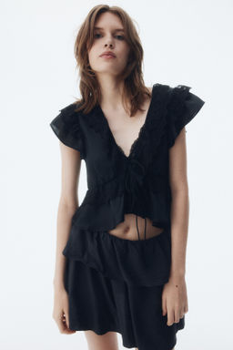 Blusa de sat?n con volantes - H&m фото 7